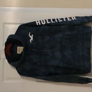 Hollister blue tye-dye hoodie with Hollister logo detailing